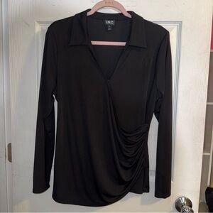 INC International Concepts Black Drape Blouse